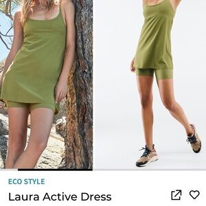 Fabletics Laura Active Dress in Faded Olive, w/Attached Shorts w/Pocket, sz 1X